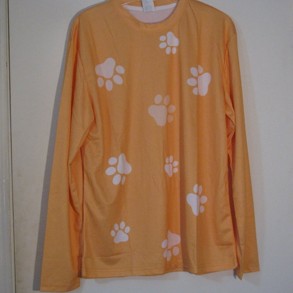 * Unbranded Dog Cat Blouse Medium New NWOT Paw Prints Dog Kitty Orange